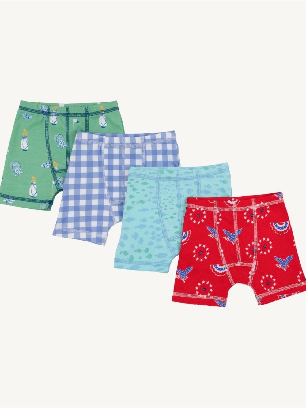 TBBC NWT 2T/3T Kids 4-Pack Cotton Boxer Briefs - Red, Green, Blue, Light Blue